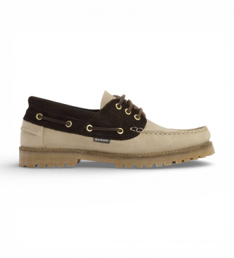 Barbour para hombre. MFO0795 Zapatos de Piel Deck marrón, beige (43), Plano, Cordones, Casual