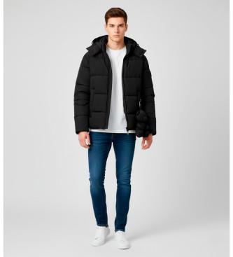 Barrow para hombre. F5BWUAPF014 Abrigo plumífero negro (M), Casual, Poliéster