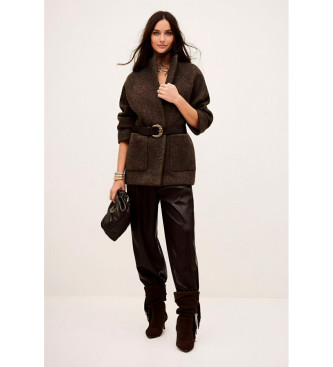 BA&SH para mujer. 1H25CLAU Abrigo Claudy marrón (40), Casual, Lana