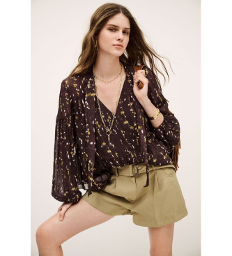 BA&SH para mujer. 1H25KAMA Blusa Kamala marrón (34), Casual, Viscosa, Manga larga