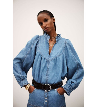 BA&SH para mujer. 1H25LAY Blusa Lay azul (34), Casual, Algodón, Manga larga