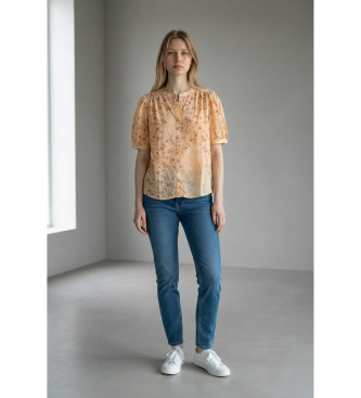 BA&SH para mujer. 1E26NOVE Blusa Novella naranja (S), Casual, Viscosa, Manga corta