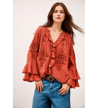 BA&SH para mujer. 1H25OMAR Blusa Omar naranja (36), Casual, Viscosa