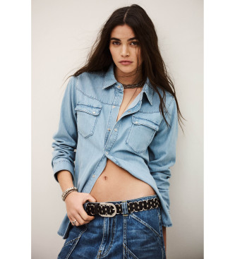 BA&SH para mujer. 1E26ADAL Camisa Adali azul (34), Casual, Algodón, Manga larga