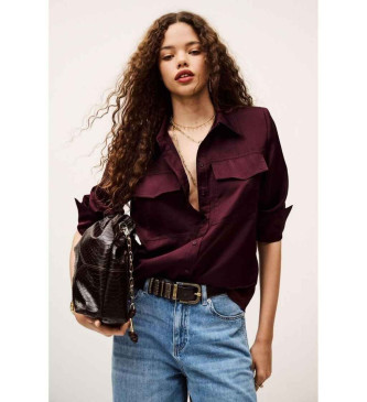 BA&SH para mujer. 1H25CANO Camisa Canoli granate (34), Casual, Poliéster, Manga larga