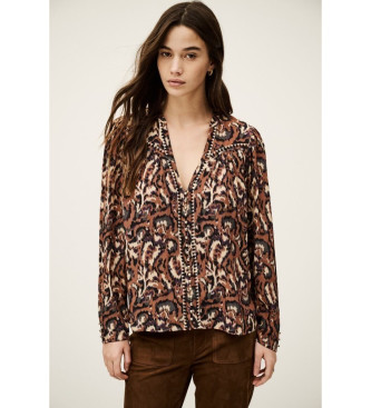 BA&SH para mujer. 1H25ONAD Camisa Onada marrón (36), Casual, Viscosa, Manga larga