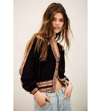 BA&SH para mujer. 1E26VALD Camisa suelta estampada Valda negro (36), Viscosa, Manga larga