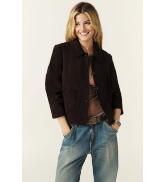 BA&SH para mujer. 1H24MILA Chaqueta Milas chocolate (38), Marrón, Casual, Piel