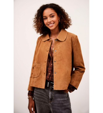 BA&SH para mujer. 1H24MILA Chaqueta Milas marrón (34), Casual, Piel