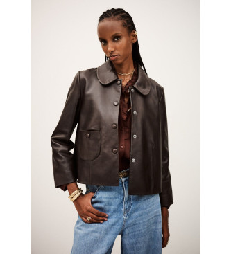 BA&SH para mujer. 1H23MILO Chaqueta Milos marrón (38), Casual, Piel