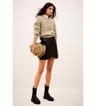 BA&SH para mujer. 1H25BANG Falda Bango negro (36), Casual, Piel