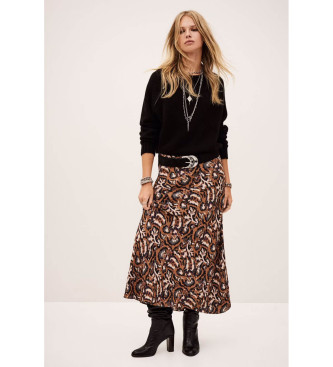 BA&SH para mujer. 1H25ONIN Falda Onintia marrón (40), Casual, Viscosa