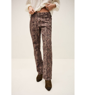 BA&SH para mujer. 1E26TOOT Jeans Tooty marrón (38), Casual, Animal print, Algodón