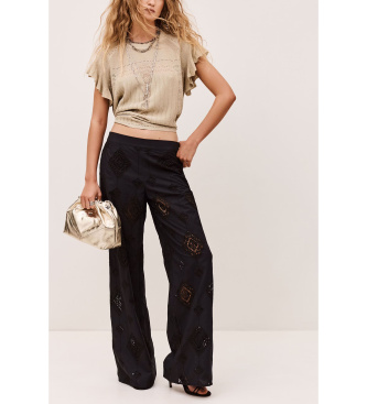 BA&SH para mujer. 1E26MIKE Pantalón Mike negro (36), Casual, Algodón