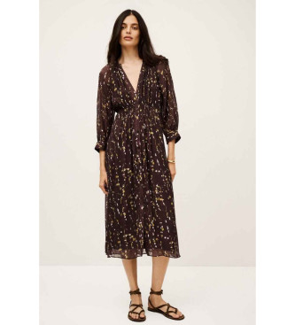 BA&SH para mujer. 1H25KARL Vestido Karla marrón (36), Casual, Viscosa, Manga larga