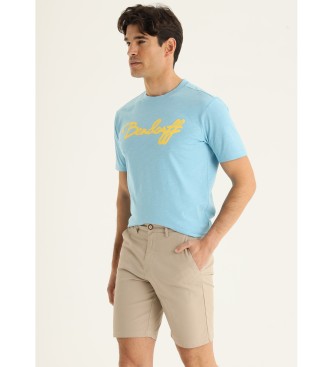 Bendorff para hombre. 810095380 Bermudas Chino Slim - Tiro Medio con mini print beige (30), Casual, Algodón, Clásico