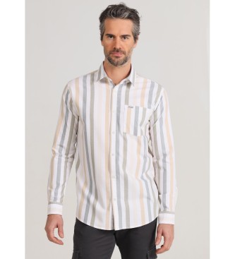 Bendorff para hombre. 840375265 Camisa de manga larga oxford a rayas multicolor (M), Casual, Algodón, Clásico