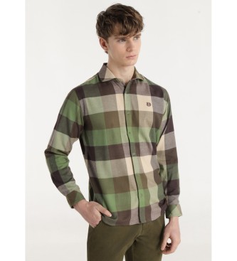 Bendorffvoor mannen. 840965622 Groen geruit flanellen overhemd (S), Casual, Katoen, Lange mouwen