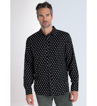 Bendorff para hombre. 840395273 Camisa manga larga con miniprint negro (S), Casual, Viscosa