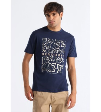 Bendorff para hombre. 851005613 Camiseta gráfica hojas marino (M), Casual, Algodón, Manga corta