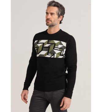 Bendorff para hombre. 870325277 Jersey de cuello caja con detalle geometrico (S), Casual, Algodón, Manga larga