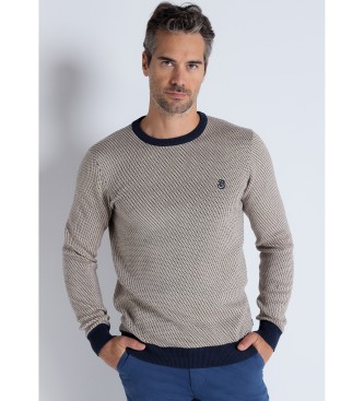 Bendorff para hombre. 870365289 Jersey de cuello caja Jacquard azul (3XL), Casual, Algodón, Manga larga