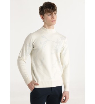 Bendorffvoor mannen. 870675576 Trui met marmerbeige jacquard (S), Casual, Viscose
