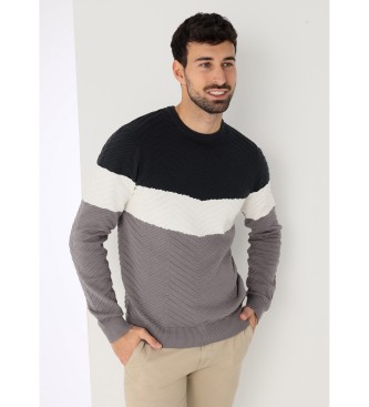 Jersey tejido ottoman nervura con cuello caja multicolor (XXL), Casual, Algodón