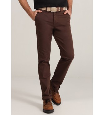 Bendorff para hombre. 801015001 Pantalones Chino con cinturón de Cintura Media Regular | Tiro Medio (33), Marrón, Casual, Algodón