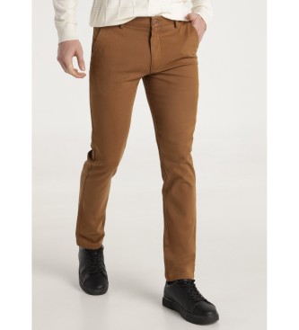 Bendorff para hombre. 803215635 Pantalón Chino Slim Sarga Tintada marrón (36), Casual, Algodón