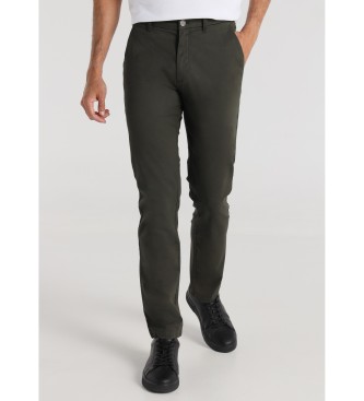 Pantalón chino slim fit verde oscuro (33), Casual, Algodón