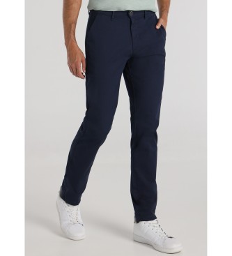 Pantalón chino estilo dobby azul (34), Casual, Algodón