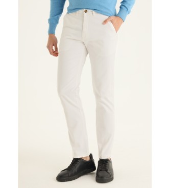 Bendorff para hombre. 801015001 Pantalones chino Caja Media - Regular estilo clásico blanco (44), Casual, Algodón