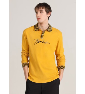 Bendorff para hombre. 830575292 Polo de manga corta con cuello Jacquard amarillo (3XL), Casual, Algodón, Manga larga