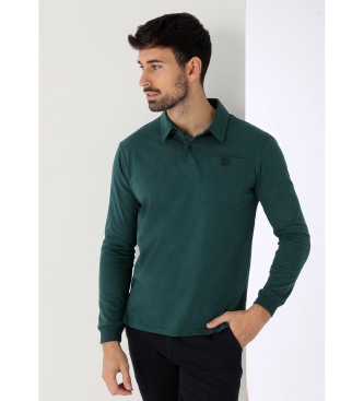 Bendorff para hombre. 830855428 Polo liso de manga larga con bolsillo en el pecho verde (S), Casual, Algodón