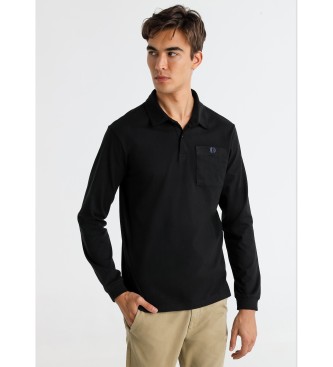 Bendorff para hombre. 830855428 Polo liso con bolsillo en el pecho negro (XL), Casual, Algodón, Manga larga
