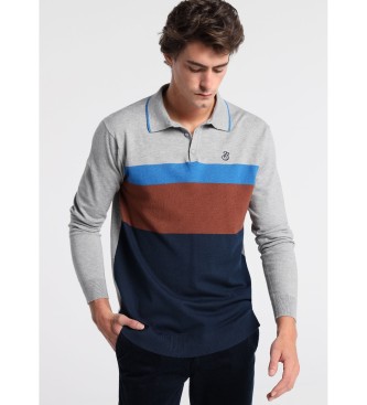 Bendorffvoor mannen. 8299686 Polo Tricot Strepen grijs (XL), Casual, Klassiek, Viscose, Korte mouwen