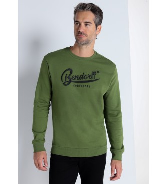 Bendorff para hombre. 860215264 Sudadera basica con cuello caja verde (XXL), Casual, Algodón, Manga larga