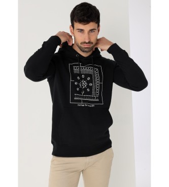 Bendorff para hombre. 860315403 Sudadera con capucha manga raglan grafica paisley negro (S), Casual, Algodón