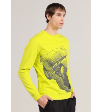 Bendorff para hombre. 860175238 Sudadera grafica con cuello caja verde (L), Casual, Algodón, Manga larga