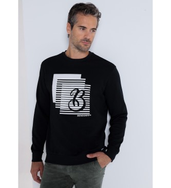 Bendorff para hombre. 860225276 Sudadera grafica con cuello caja negro (XXL), Casual, Algodón, Manga larga