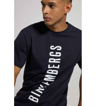 Bikkembergs para hombre. BMT0599 Camiseta con logo marino (S), Casual, Algodón, Manga corta