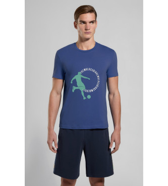 Bikkembergs para hombre. BMT0709 Camiseta Fútbol Entallada azul (XXL), Casual, Deportivo, Algodón, Multideporte, Manga corta