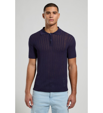 Bikkembergs para hombre. BMM0919 Polo Acanalado marino (L), Casual, Algodón, Manga corta