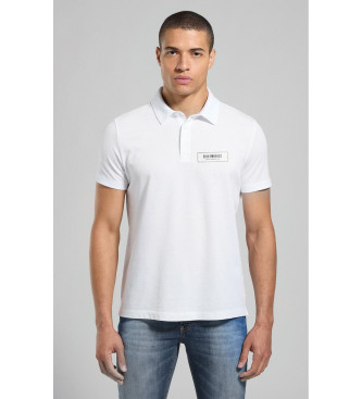 Bikkembergs para hombre. BMT0897 Polo casual logotipo blanco (S), Algodón, Manga corta