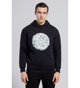 Bikkembergs para hombre. BMF0509 Sudadera con ilustración negro (M), Casual, Algodón