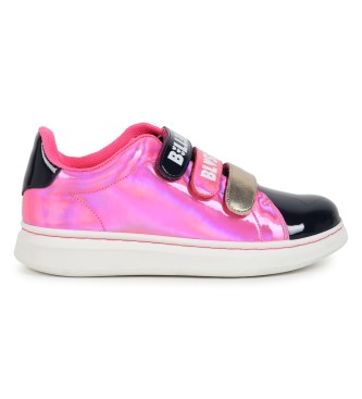 Billieblush para niña. U20577 Zapatillas de piel iridiscente rosa (26), Plano, Velcro, Casual, moda infantil, Billieblush outlet 2024.