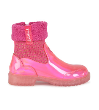 Billieblush para niña. U20575 Botines Chelsea de piel rosa (34), Plano, Cremallera, Casual, moda infantil, Billieblush outlet 2024.