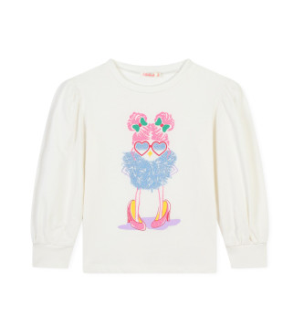 Billieblush para niña. U20490 Camiseta de punto blanco (5Años= 108cm), Casual, Algodón, Manga larga, moda infantil, Billieblush outlet 2024.