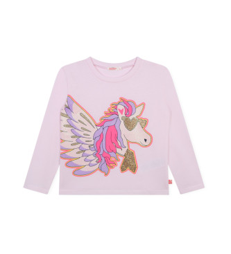 Billieblush para niña. U20478 Camiseta de punto rosa (10Años= 138cm), Casual, Algodón, Manga larga, moda infantil, Billieblush outlet 2024.